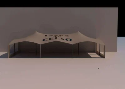 Render 3D de cobertura para la terraza de la tasca do celso
