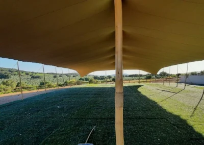 Postes interior de carpa tensada perfectamente alineados