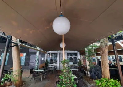 Interior de carpa beduina permanente para uso de terraza