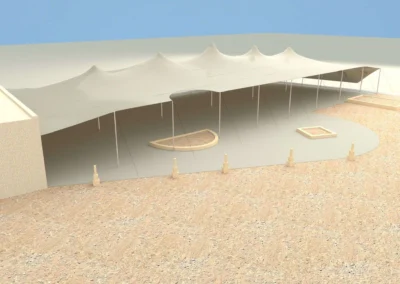 Render a medida de carpa beduina para espacio con personalizado